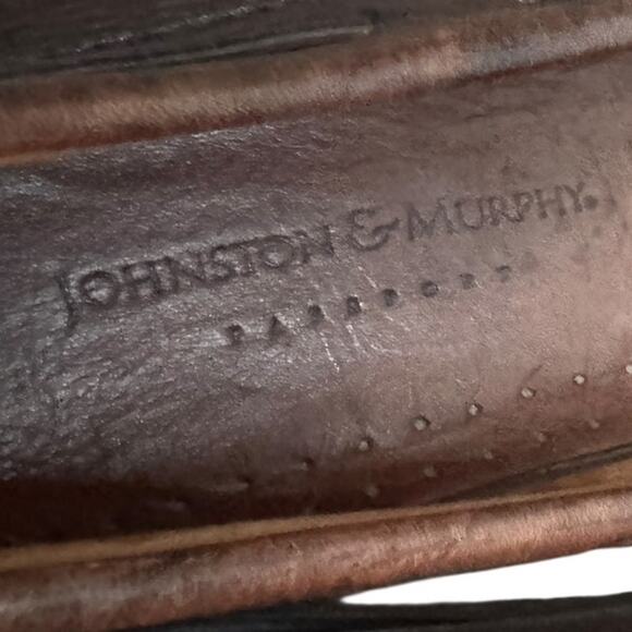 JOHNSON & MURPHY Leather Slip On Tassel Loafer Mens SZ 10 - Picture 9 of 11